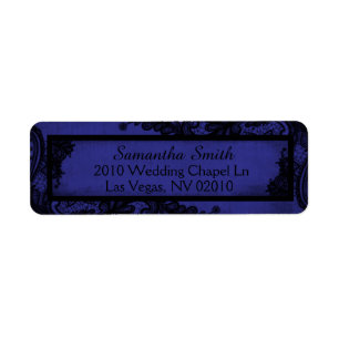 Gothic Royal Blue Black Lace Grunge Wedding Labels