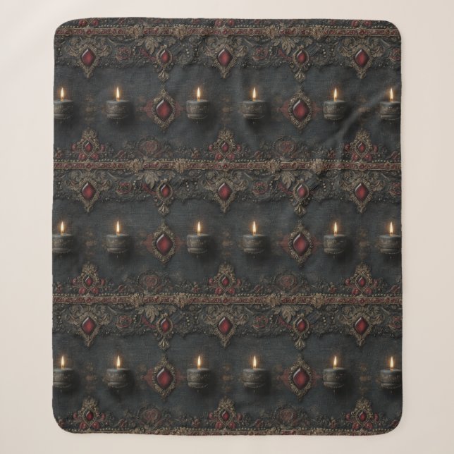 Gothic Ruby Candle Tapestry Sherpa Blanket (Front)