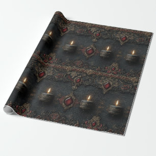 Gothic Ruby Candle Tapestry Wrapping Paper