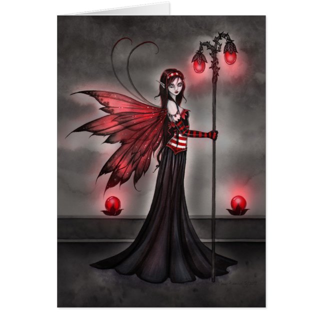Gothic Ruby Fairy Fantasy Art Card (Front)