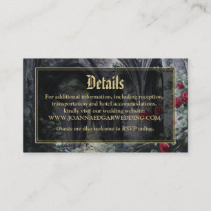Gothic Ruins Floral Black And Gold Wedding Details Enclosure Card
