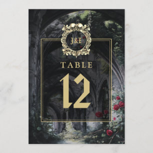 Gothic Ruins Floral Monogram Table Number