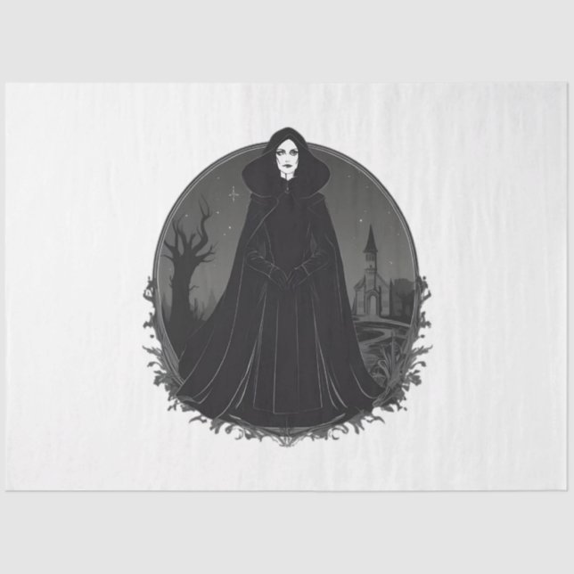 Gothic Salem Witch at Midnight Tissue Paper (Front)