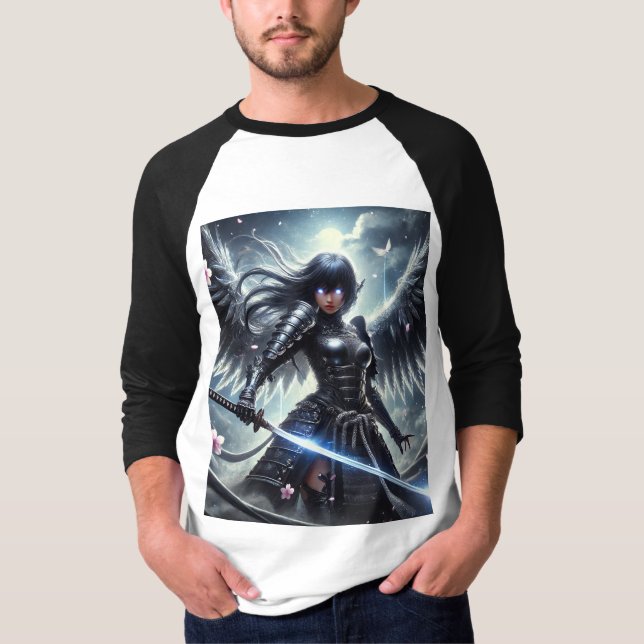 ⚔️ Gothic Samurai Angel – Warrior of the Shadows  T-Shirt (Front)