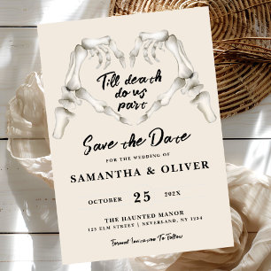 Gothic Save The Date Beige Cream Heart Wedding