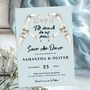 Gothic Save The Date Dusty Blue Wedding Heart