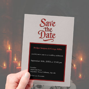Gothic Save the Date – transparant red Metallic  Acrylic Invitations