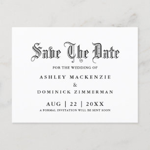 Gothic Save The Date Wedding  Announcement Postcard