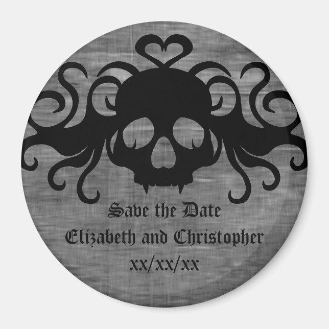Gothic save the date wedding magnet (Front)