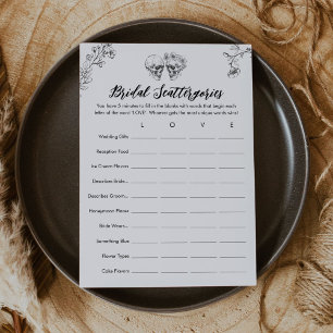Gothic Scattergories Bridal Shower Game Card