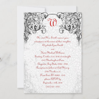 Gothic Scroll Monogram Wedding Invitation