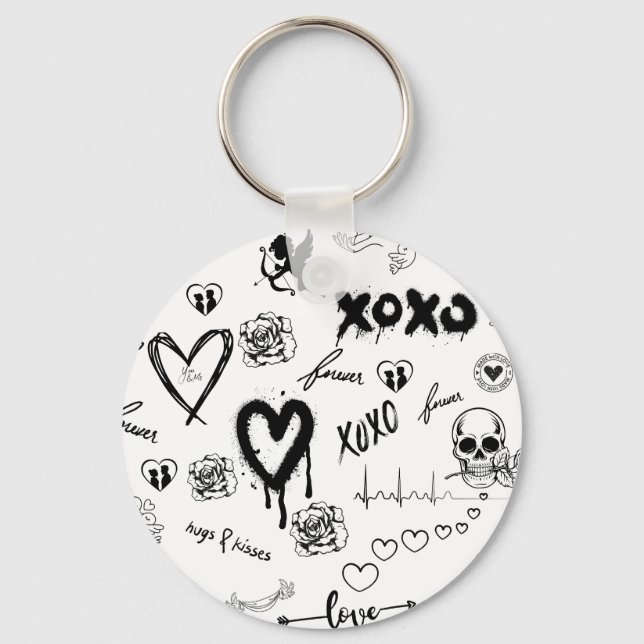 Gothic Seamless Pattern Key Ring (Front)