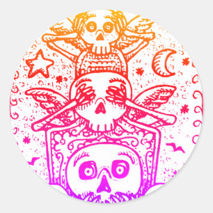 GOTHIC SEE NO EVIL, CEMETERY SKELETON STICKERS Fun