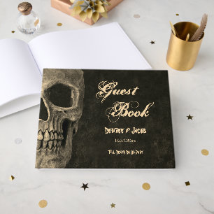 Gothic Sepia Half Skull Head Vintage Hallowedding Guest Book