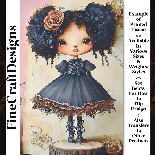 Gothic Shabby Chic Doll, Mixed Race AU5 Decoupage Tissue Paper (Creator Uploaded)