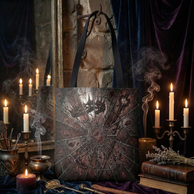 Gothic Shattered Stained Glass Dark Fantasy Tote Bag (Creator Uploaded)