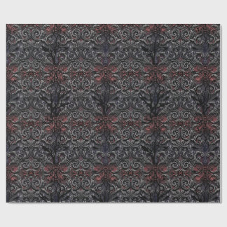 Gothic Silver Baroque Damask Wrapping Paper