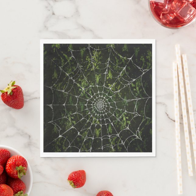Gothic Silver Web Distressed  Napkin (Insitu)