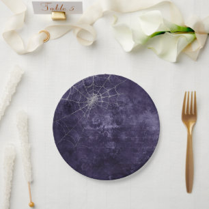 Gothic Silver Web Distressed  Paper Plate
