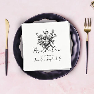 Gothic Skeleton and Flowers Bachelorette Party Napkin
