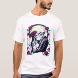 Gothic Skeleton Bride and Groom Dark Romance T-Shirt<br><div class="desc">Express your alternative style with this gothic skeleton bride and groom t-shirt, perfect for Halloween lovers, dark romance fans, and couples who celebrate love beyond the grave. Featuring a detailed skeleton couple embraced in roses under a glowing moon, this spooky yet romantic design is ideal for gothic weddings, macabre fashion...</div>