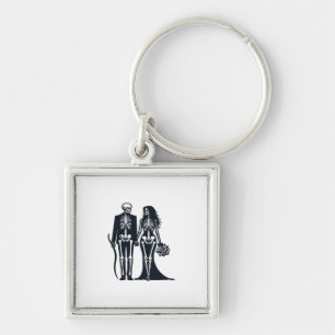 Gothic Skeleton Bride & Groom – Till Death Do Us P Key Ring