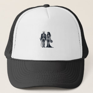 Gothic Skeleton Bride & Groom – Till Death Do Us P Trucker Hat