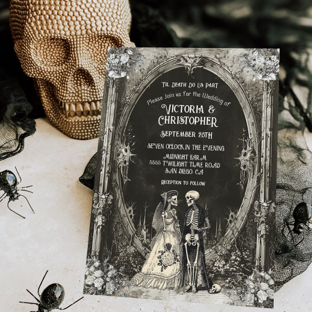 Gothic Skeleton Bride & Groom Wedding Invitation (Creator Uploaded)