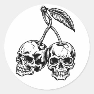Gothic Skeleton Butterfly and Skeletal Hand Classic Round Sticker