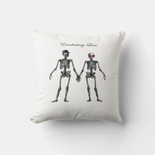 Gothic Skeleton Couple (Old Pink) Classic Cushion
