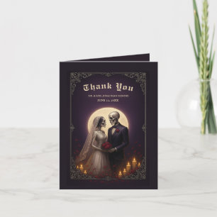 Gothic Skeleton Couple Photo Wedding Thank You Card