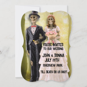 GOTHIC SKELETON COUPLE WEDDING CUSTOM INVITATIONS