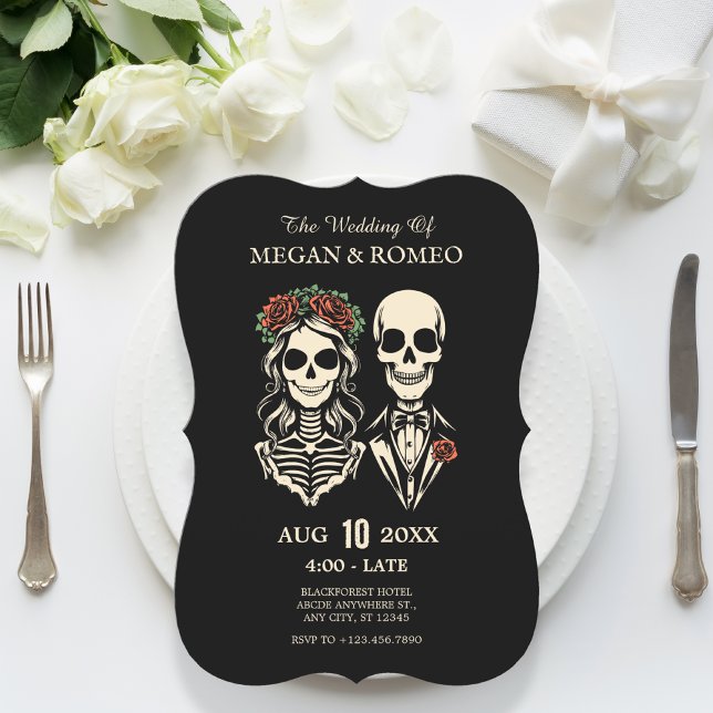 Gothic skeleton couple wedding invitation (Creator Uploaded)