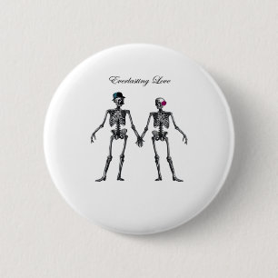 Gothic Skeleton Couple (White) Classic 6 Cm Round Badge