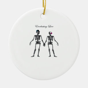 Gothic Skeleton Couple (White) Classic Ceramic Tree Decoration
