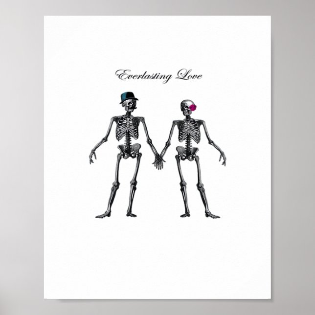 Gothic Skeleton Couple (White) Classic Poster (Front)