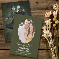 Gothic Skeleton Dance Olive Green Elegant Wedding