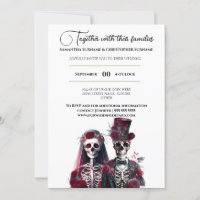 Gothic skeleton dead bride groom burgundy white
