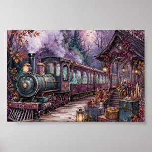 Gothic Skeleton Express Train Whimsigoth Haunted Poster