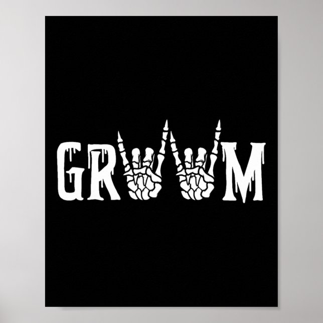Gothic Skeleton Groom Wedding Just Married Spooky  Poster (Front)