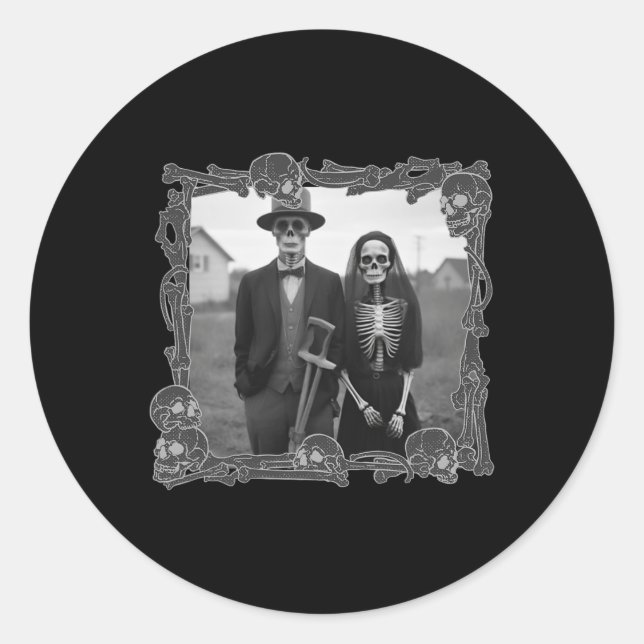 Gothic Skeleton Halloween Costume  Classic Round Sticker (Front)
