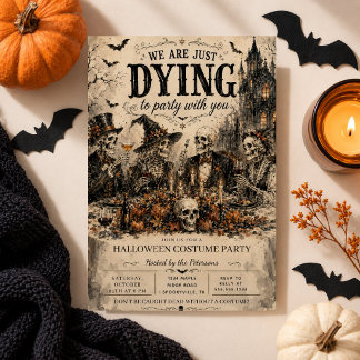 Gothic Skeleton Halloween Party Costume Party Invitation