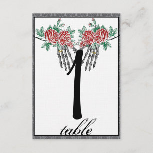 Gothic Skeleton Hand Roses Wedding Table Number