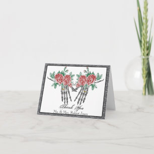 Gothic Skeleton Hands and Roses Wedding Thank You Card
