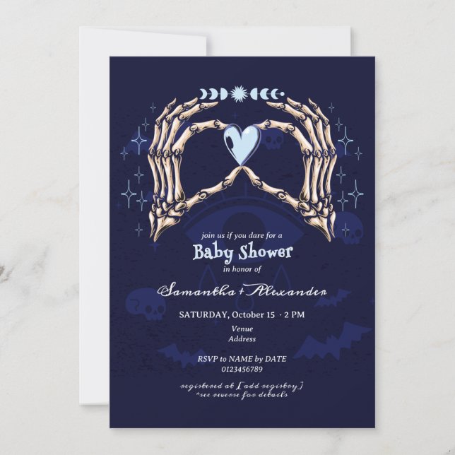 Gothic Skeleton Hands Halloween Boy Baby Shower Invitation (Front)