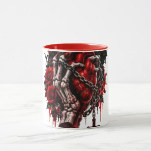 Gothic Skeleton Hands Red Roses Halloween Horror D Mug