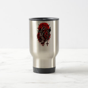 Gothic Skeleton Hands Red Roses Halloween Horror D Travel Mug