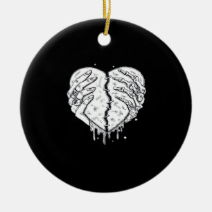 Gothic Skeleton Heart Hands Retro Aesthetic Ceramic Tree Decoration