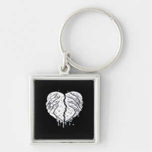 Gothic Skeleton Heart Hands Retro Aesthetic Key Ring