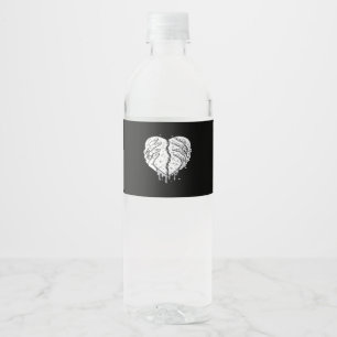Gothic Skeleton Heart Hands Retro Aesthetic Water Bottle Label